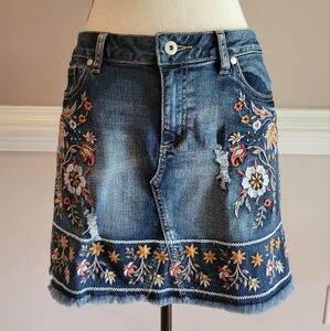 Altar'd State Blue Embellished A-line Mini Skirt